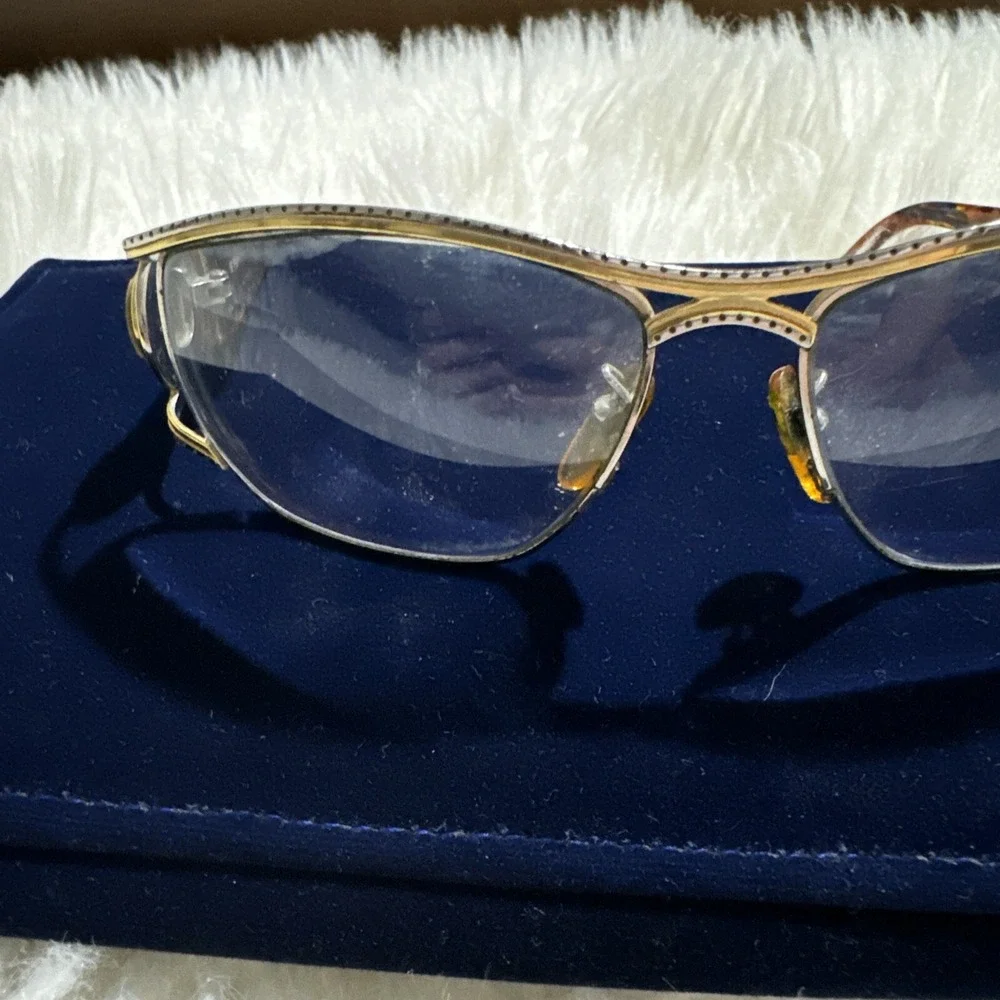 Vintage Fendi Oversized eyeglasses Frames only ornate Italy Metal Logo RARE
